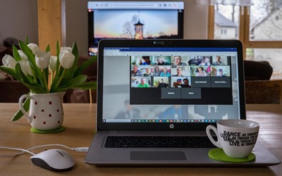 Laptop showing a video meeting