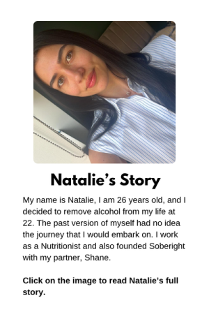 Image of Natalie with text reading 'Natalie's Story' and 'Click on Image'